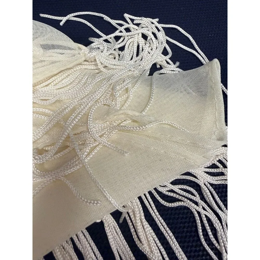 NWT Deb White Embroidered Sequin Fringe Triangle Scarf OS